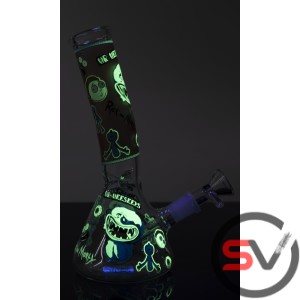 RICK AND MORTY MR MEESEEKS GLASS BEAKER 8inch (GLOW IN DARK)